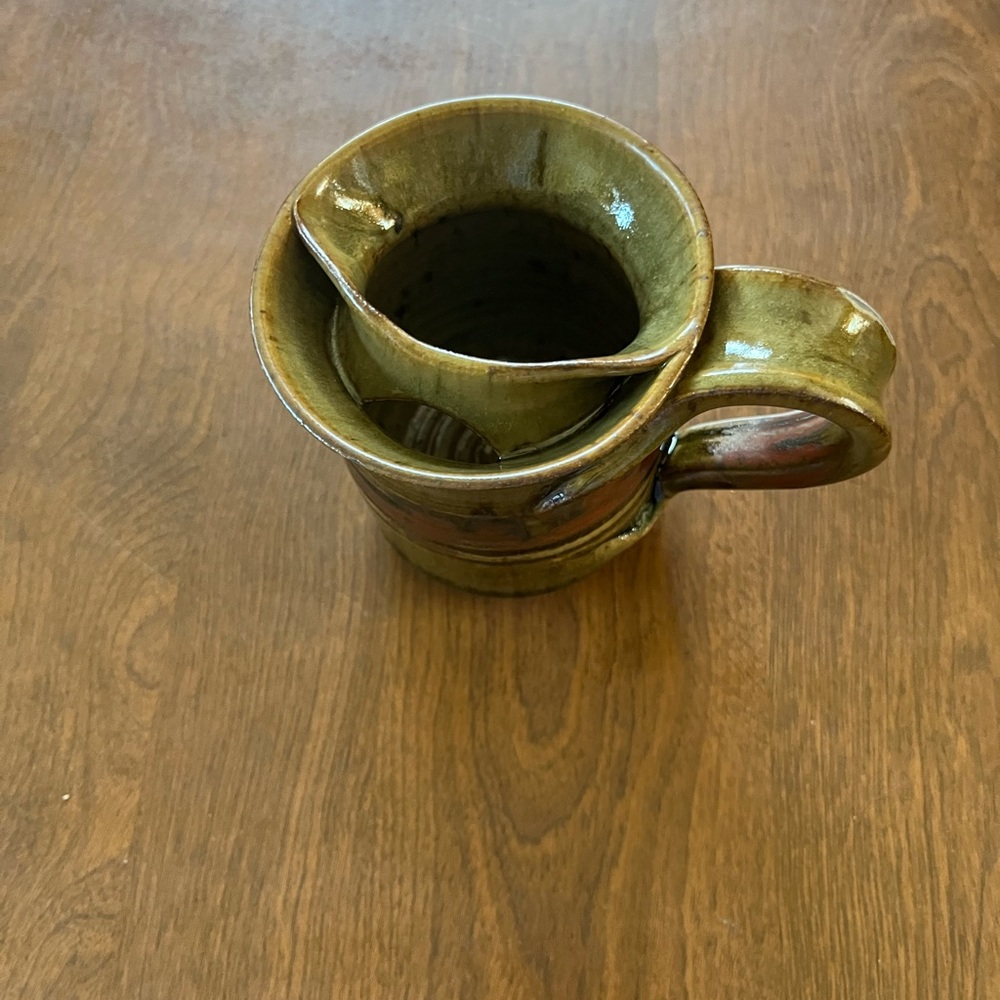 Handcrafted Olive Green Mustache Ceramic  Mug